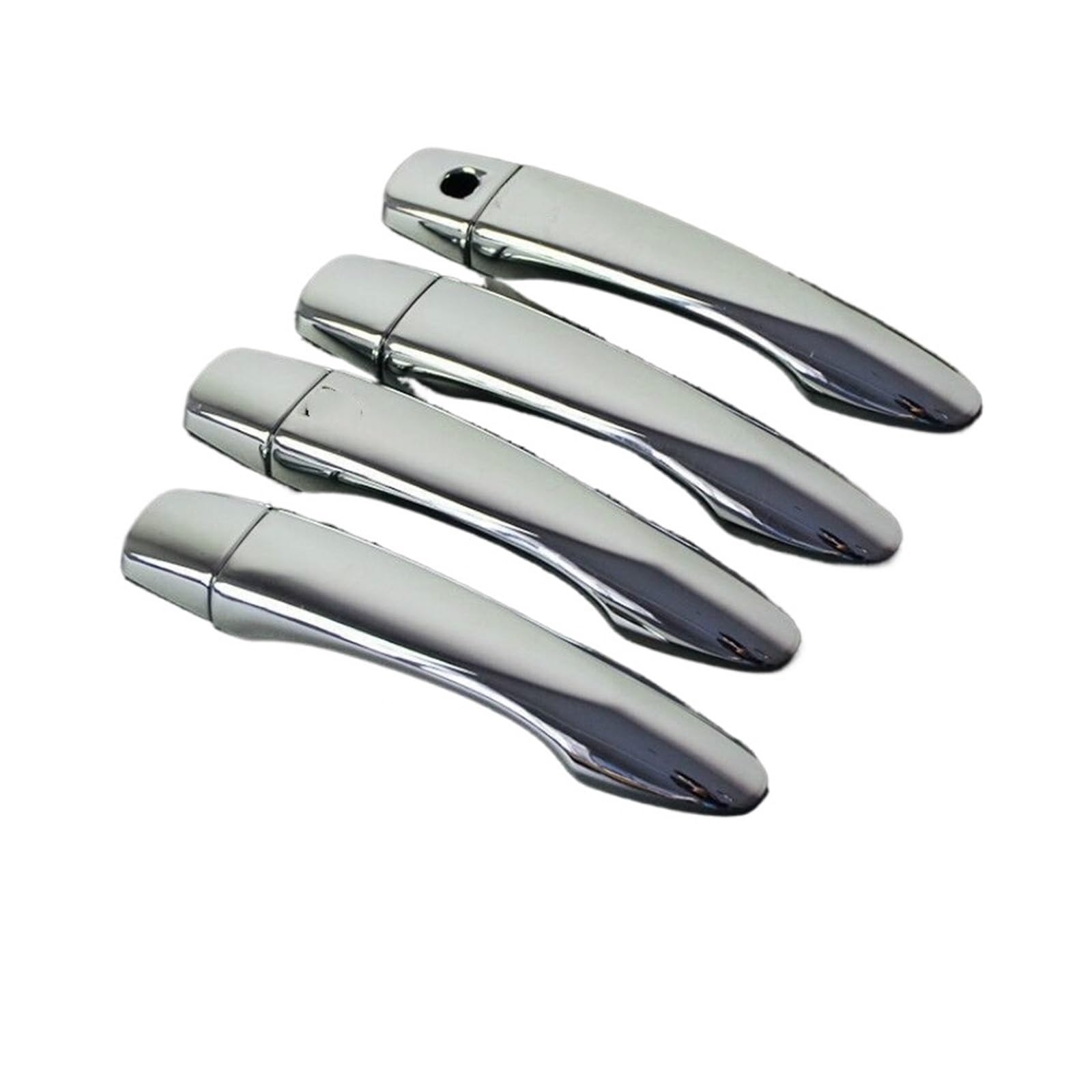 Jkkkks Silver No Button Car Exterior Door Handle Replacement For Nissan For Xtrail For Rogue T32 2014-2020 Gloss Black Chrome Car Door Handle Cover Sticker Styling Accessories Car Handle Compatible(Silver No Button)