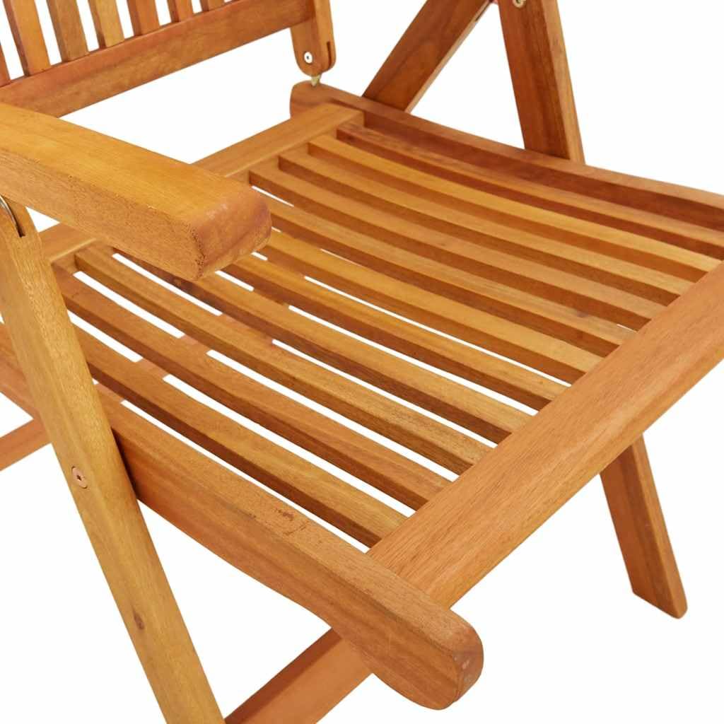 vidaXL 2X Sillas de Jardín Plegables Asiento Terraza Balcón Entrada Oficina Despacho Dormitorio Salón Hogar Sala Madera Maciza de Eucalipto