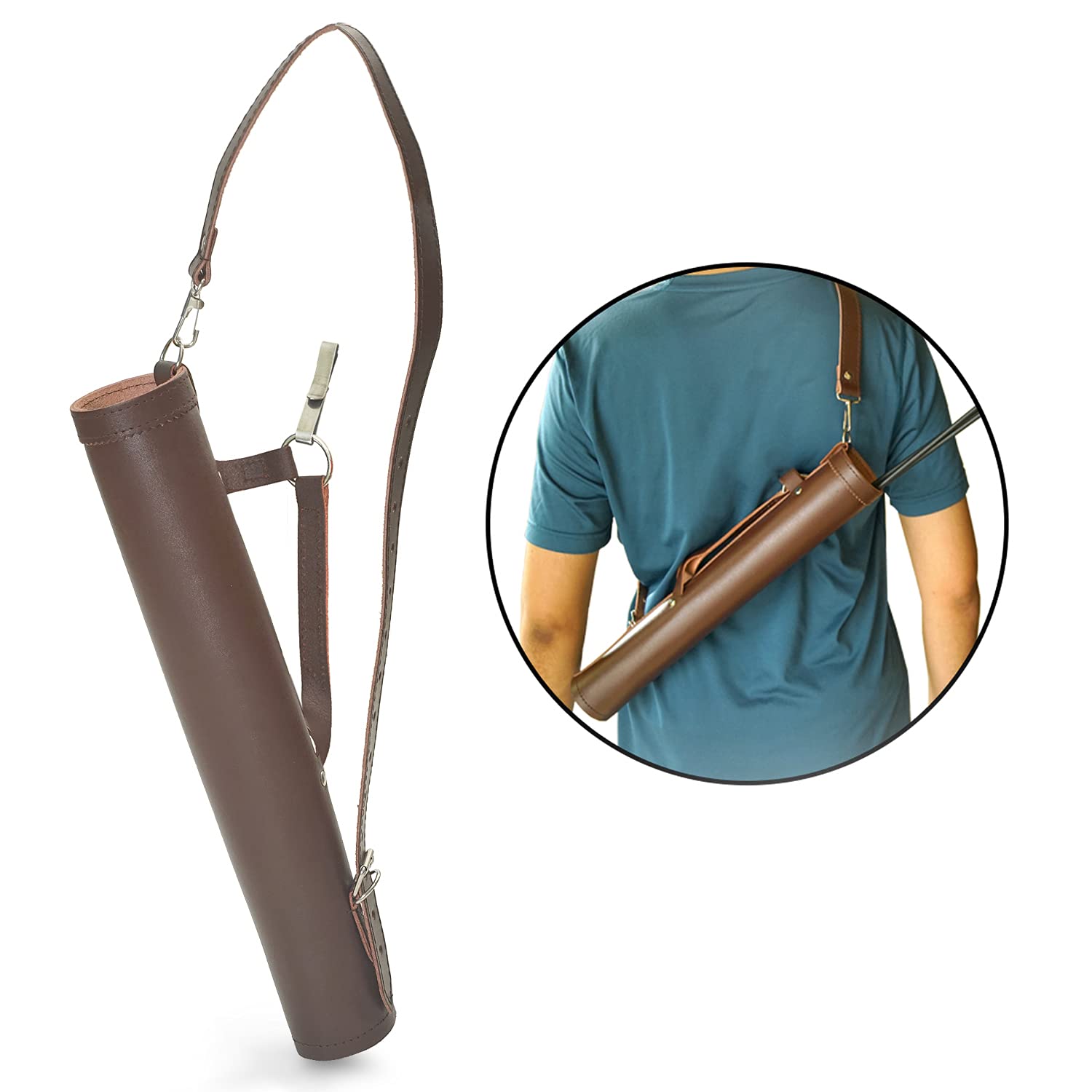 LC's Archery Back Arrow Quiver -Genuine Leather Arrow Quiver-Traditional Handmade Quiver for Arrows for Hunting & Target Practicing-Adjustable Lightweight & Comfortable