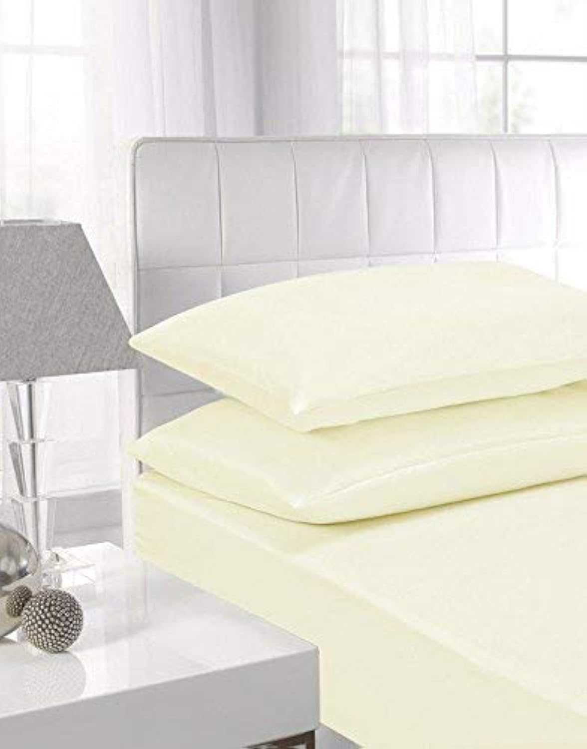 NIYS Luxury Bedding Flat 100% Egyptian Cotton Flat Sheet (Cream, King)