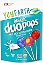 YumEarth Organic Duo Pops, Lollipops with Fruit Chew Centers - Allergy Friendly (Top 9 Free), No Artificial Dyes, Non GMO, Gluten Free, Vegan Candy Snacks - Individually Wrapped Pops (20 Count (Pack of 1))
