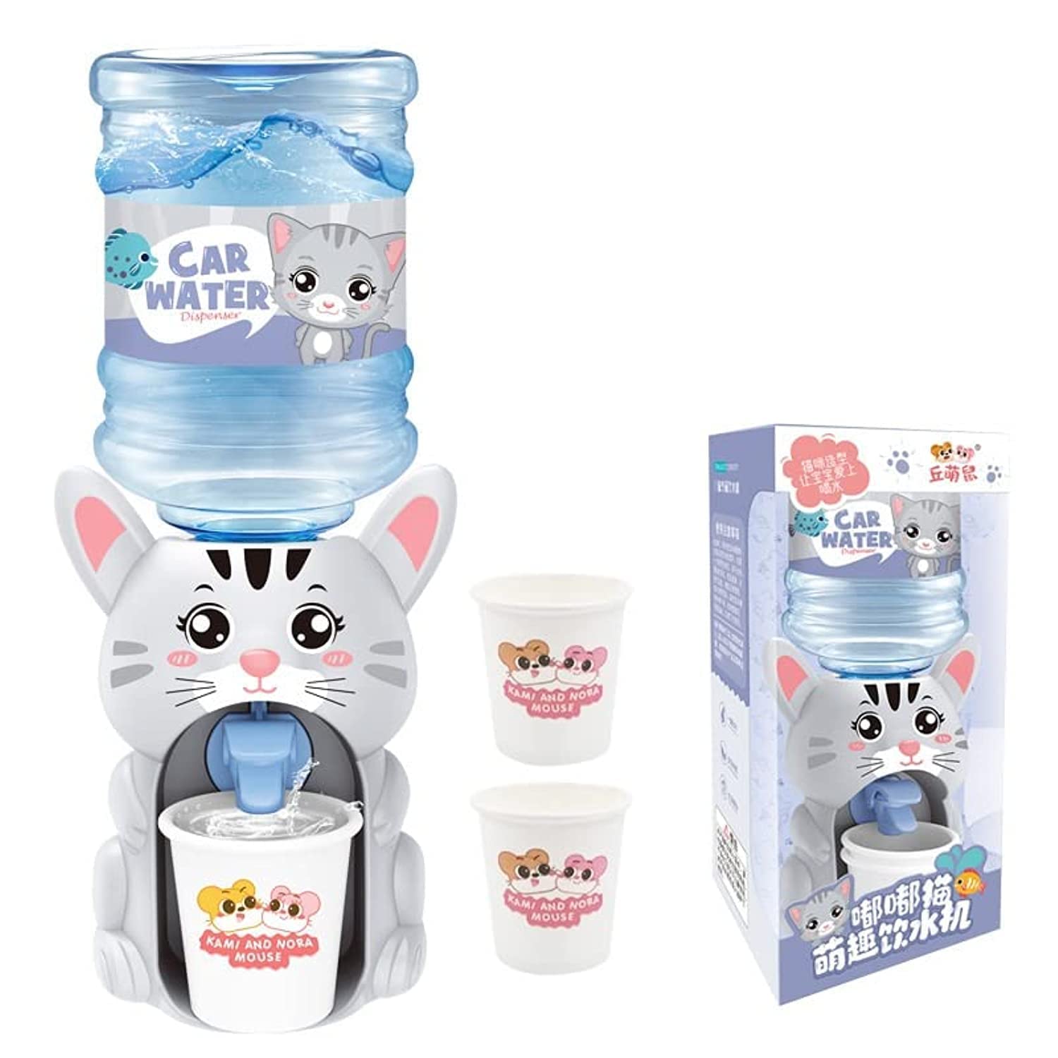 B&K Desktop Water Dispenser Cooler - Bottom Load Mini Water Machine for Bedroom, Kids, Home - Animal Style (CAT)