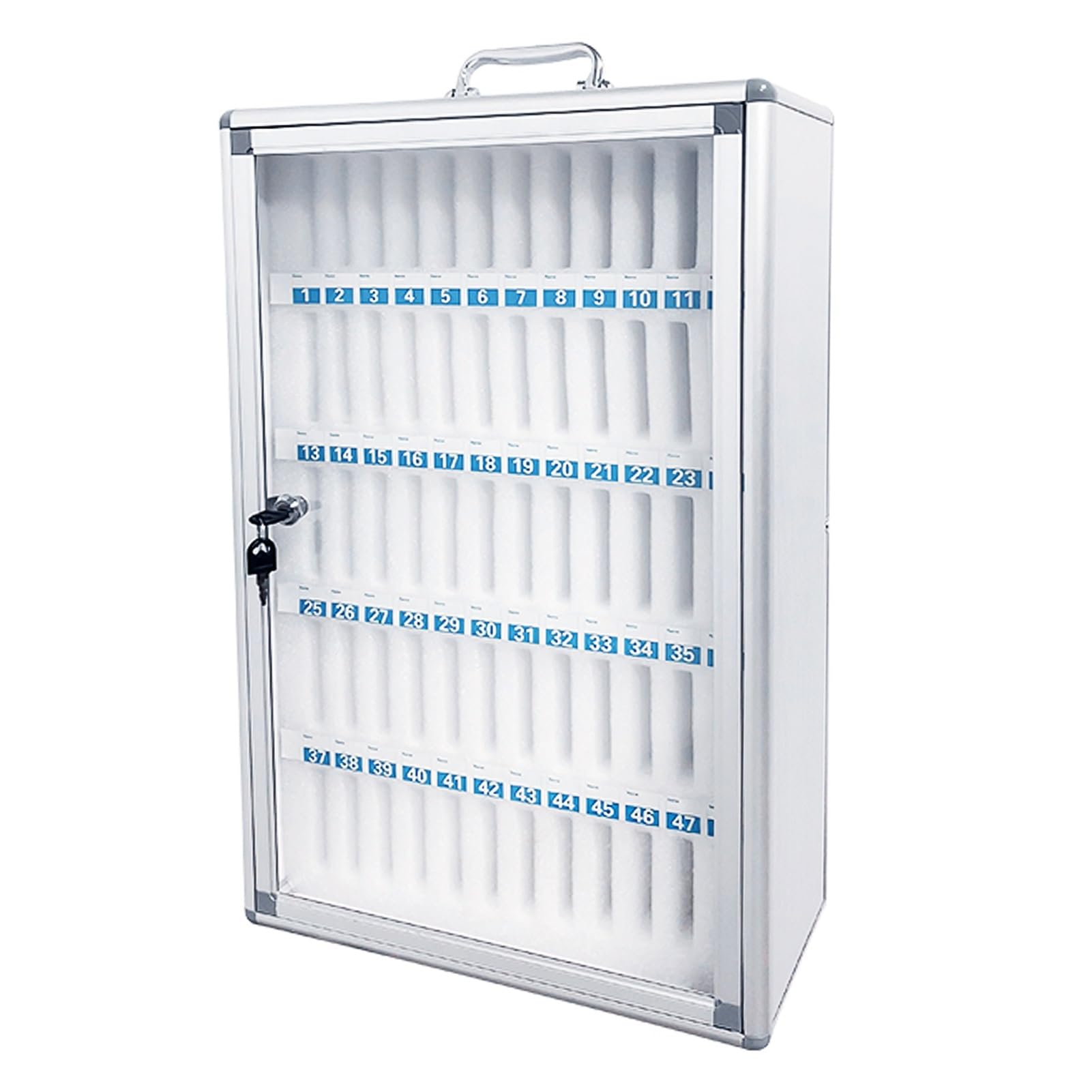Slot Box,Storage Box,Office Storage,Lock Box Phone,Key Lock,Phones Holder Storage Box,Wall-Mounted (Silver 60Slots)