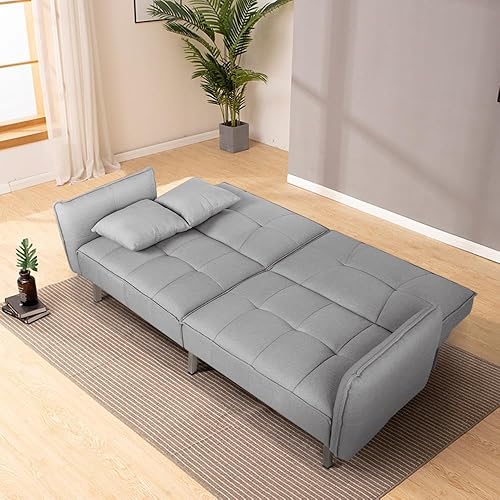 Miniatura 3 de Topeakmart Sofá cama convertible sofá cama contemporáneo futón sofá cama cama marco de metal con cubierta de tela desmontable apoyabrazos divididos