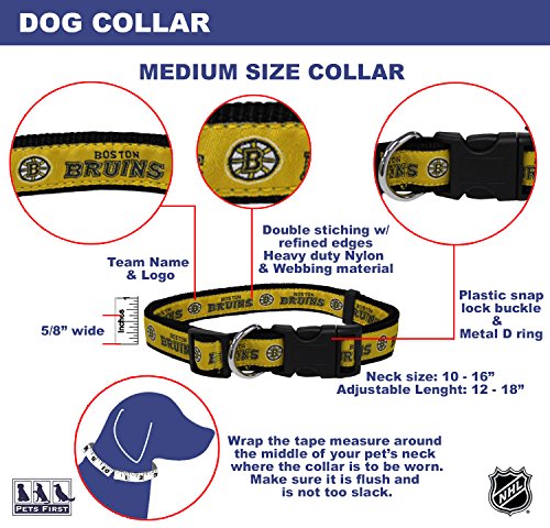 Pets-First-NHL-Boston-Bruins-Collar-for-Dogs-Cats-Medium-Adjustable-Cute-Stylish-The-Ultimate-Hockey-Fan-Collar-Medium-12-18-Length-x-062-Width