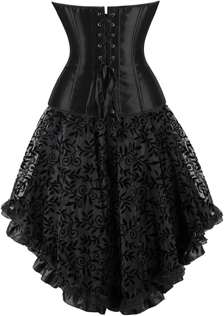 frawirshau Corset Dress Bustier Lingerie Corset Top and Steampunk Skirt Burlesque Costumes for Women Halloween Costume - Image 3