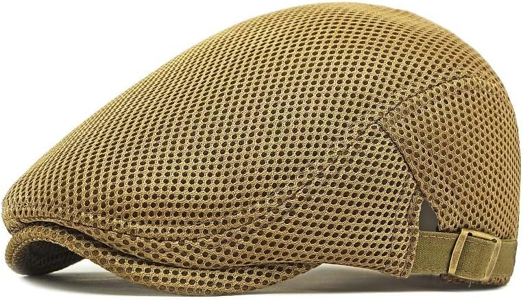 Breathable Flat Cap with Adjustable Strap for Men Women, Breathable Summer Light Newsboy Cap for Driving Walking