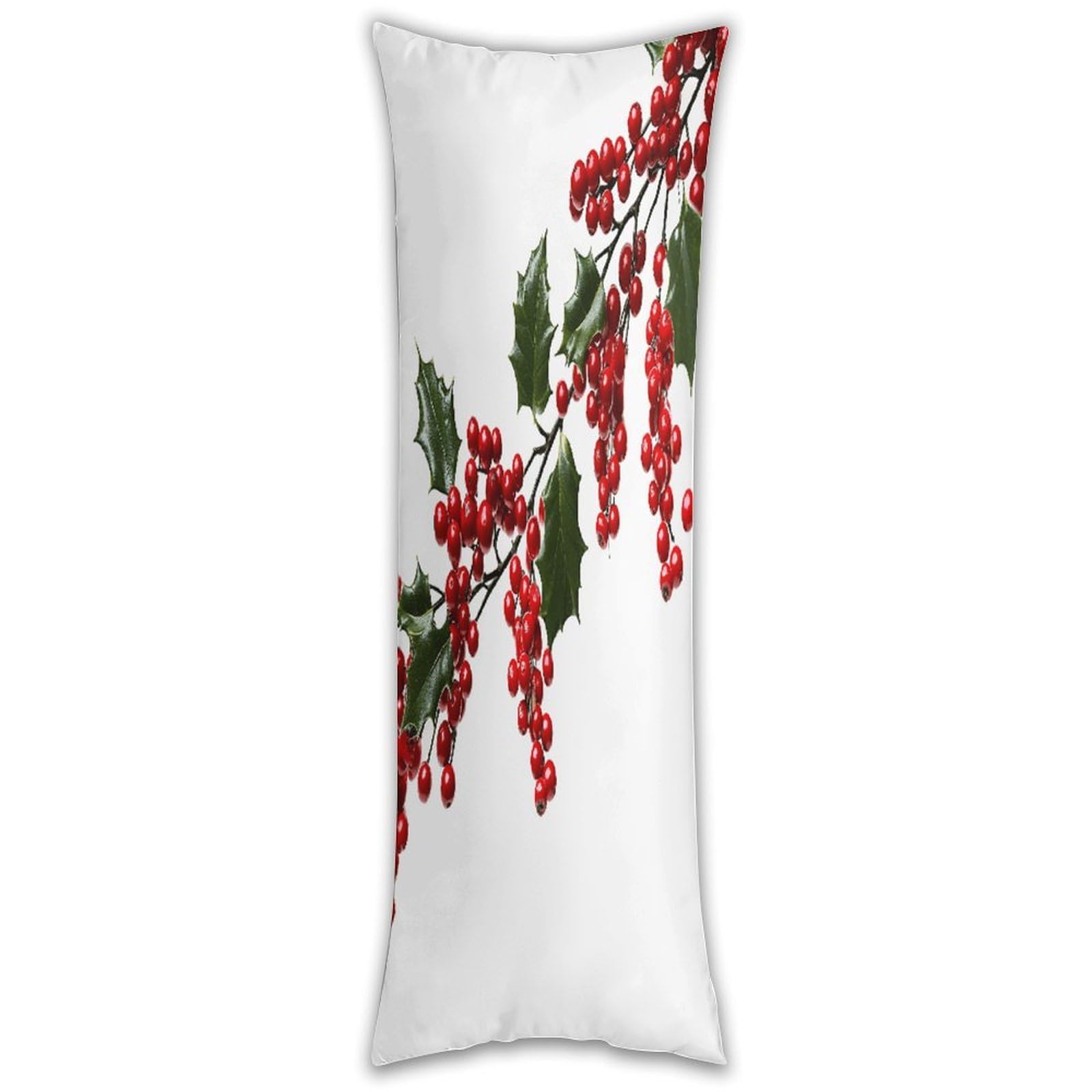 Holly Berry Branches Long Pillow Case with Zipper Ultra Soft Microfiber Long Pillow Cover Breathable Body Pillow Protector Soft Wrinkle Pillowcase for Bed Sofa Bedroom 53 X 19 in