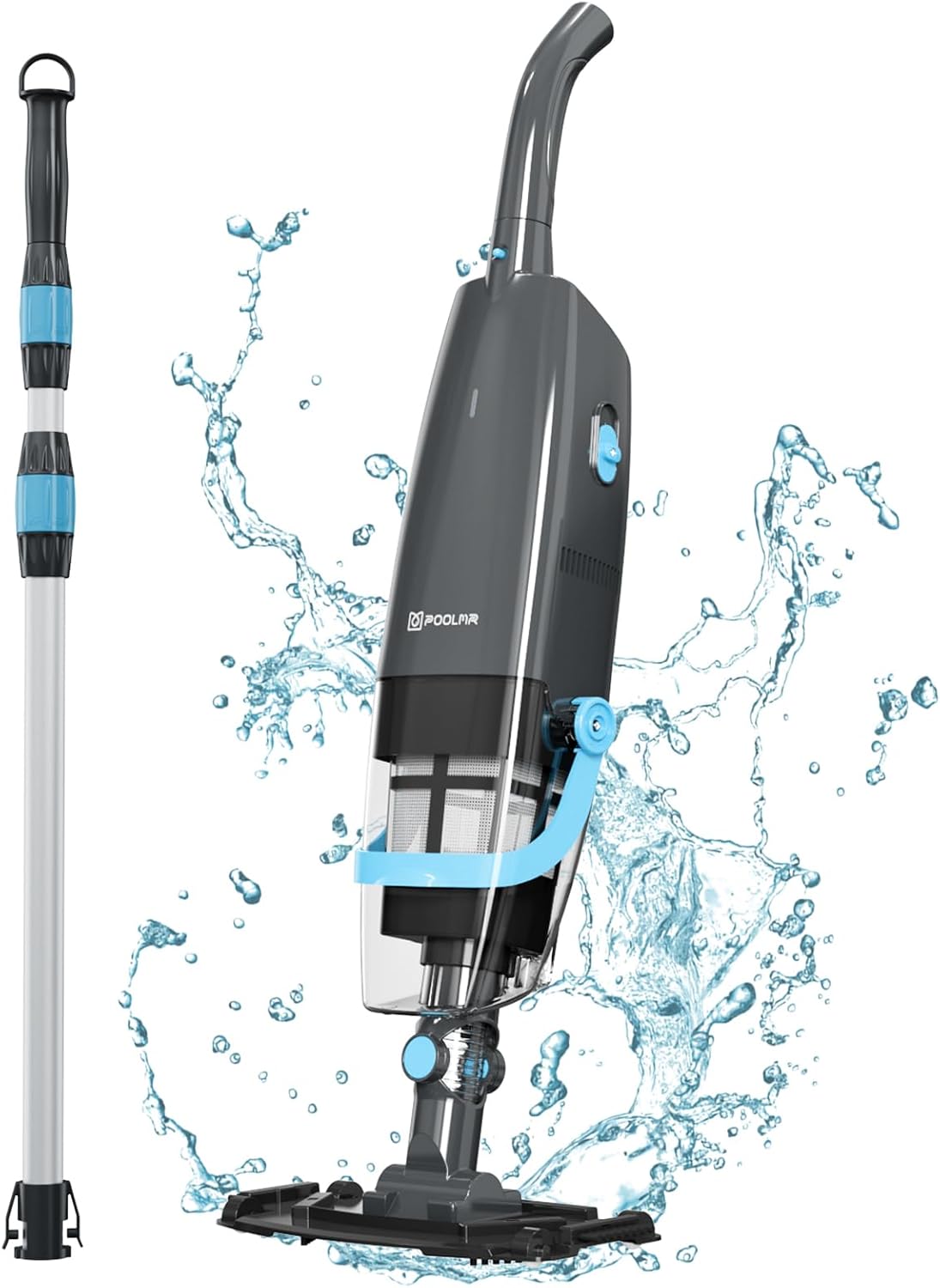 Cordless Handheld Pool Vacuum, Rechargeable Pool Cleaner with Powerful Suction for above Ground Pools, Spas, Hot Tubs, Powerful Suction up to 20 gallons/min, Ideal for Leaves, Debris, Dark