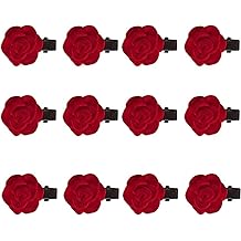 Mini Rose Hair Clip for Women Girls, Red Flower Hair Barrettes Headpiece Hair Vintage Hair Pins for Bridal Wedding Valentine Mother's Day Halloween Birthday Party Gift 10