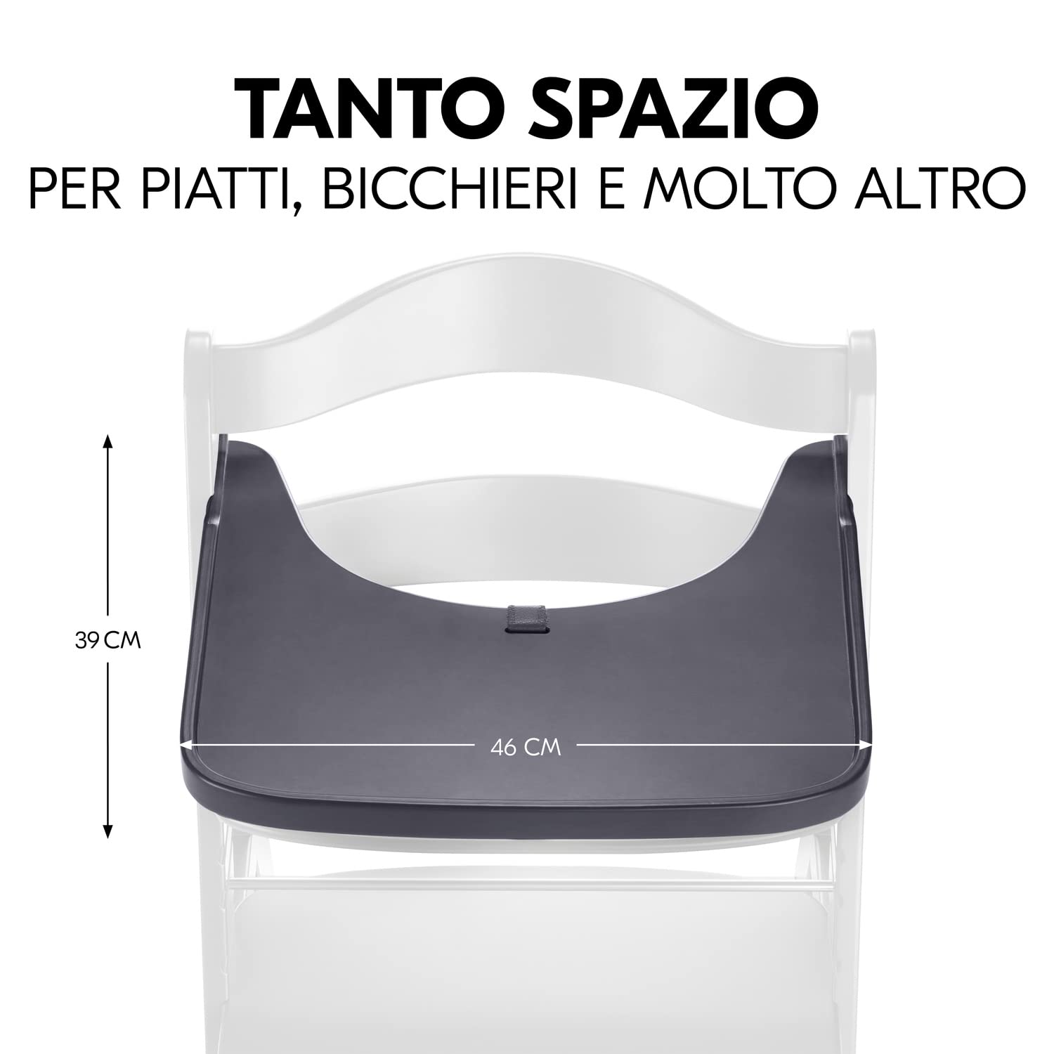 hauck Alpha Wooden Tray, Grigio Scuro - Vassoio in Legno Compatibile con Seggiolone Pappa Alpha+ e Beta+ per Bambini 6-36 Mesi, con Bordo Rialzato e Cert. FSC®