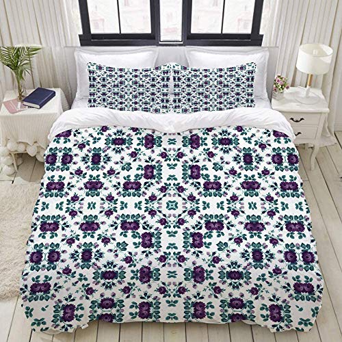 TMSSUNCI Bed Set,Abstract Colorful Hexagon Square Geometric Seamless,Comfortable Boy Duvet Cover Set 2-Piece (Twin/68