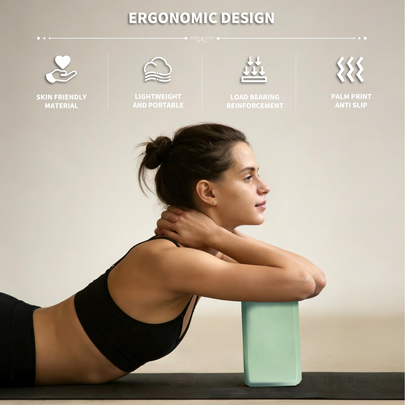 Blocchi per yoga, 2 pezzi, 22,9 x 15,2 x 7,6 cm, blocchi in schiuma EVA, accessori per yoga, pilates, stretching e meditazione
