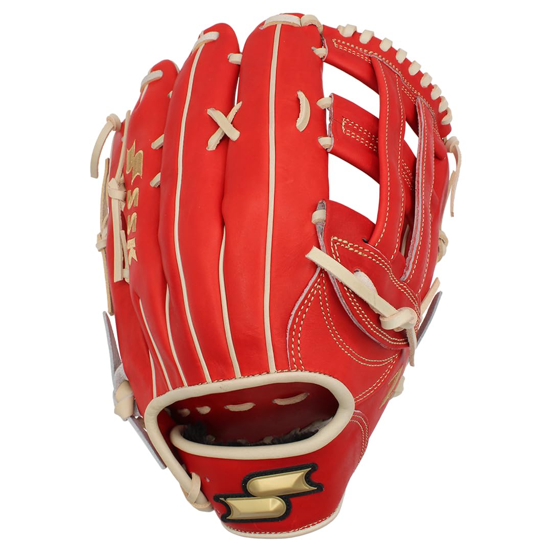 SSK ZSLOW Slowpitch Softball Glove – 12.5” - 13” - 13.5” - 14” – Right & Hand Left Hand Throw (Red/Camel, 13