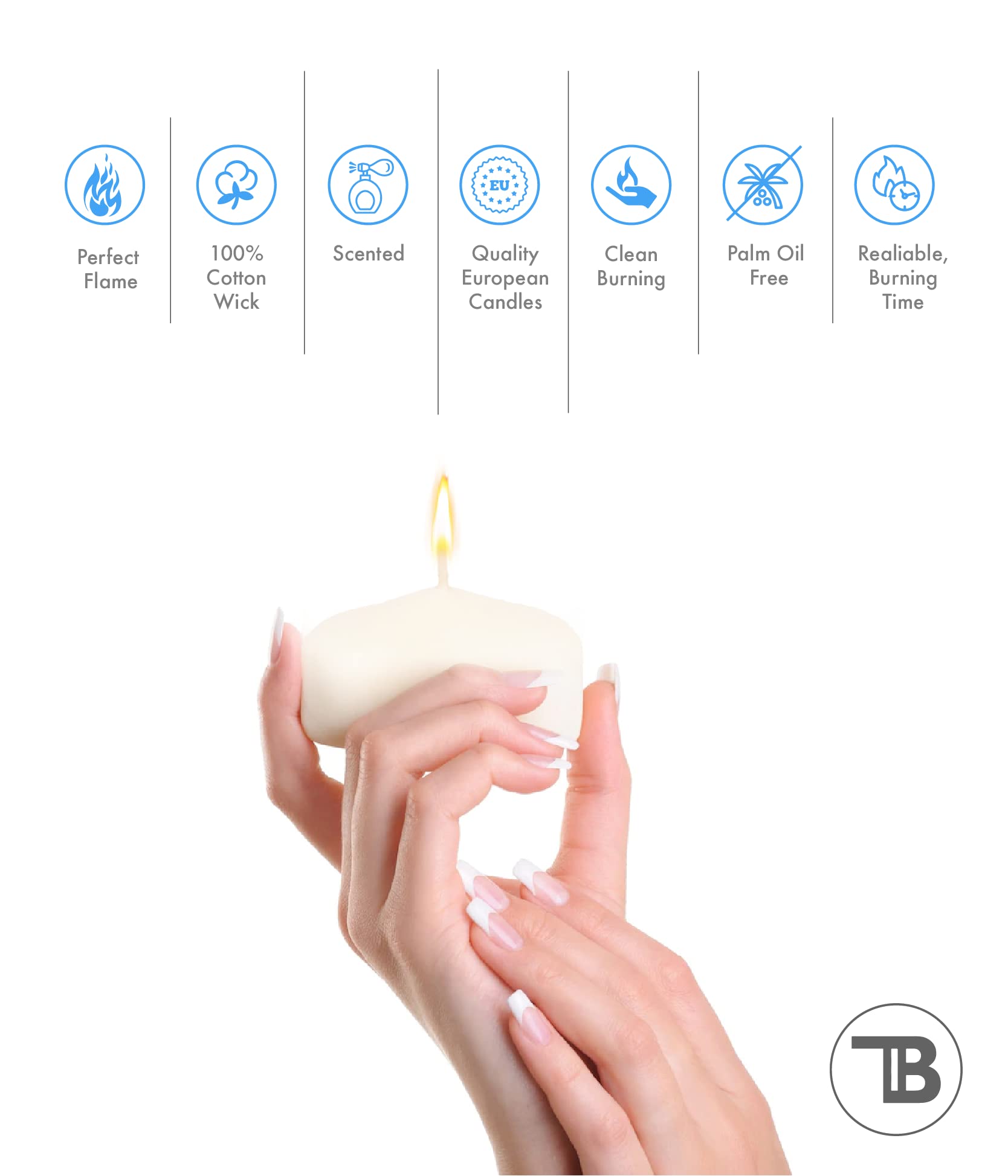 Velas flotantes perfumadas de 7,6 cm para centros de mesa, velas de agua, juego de 12 velas de vainilla para bodas, eventos al aire libre, hasta 11 horas, ceremonia de cena romántica
