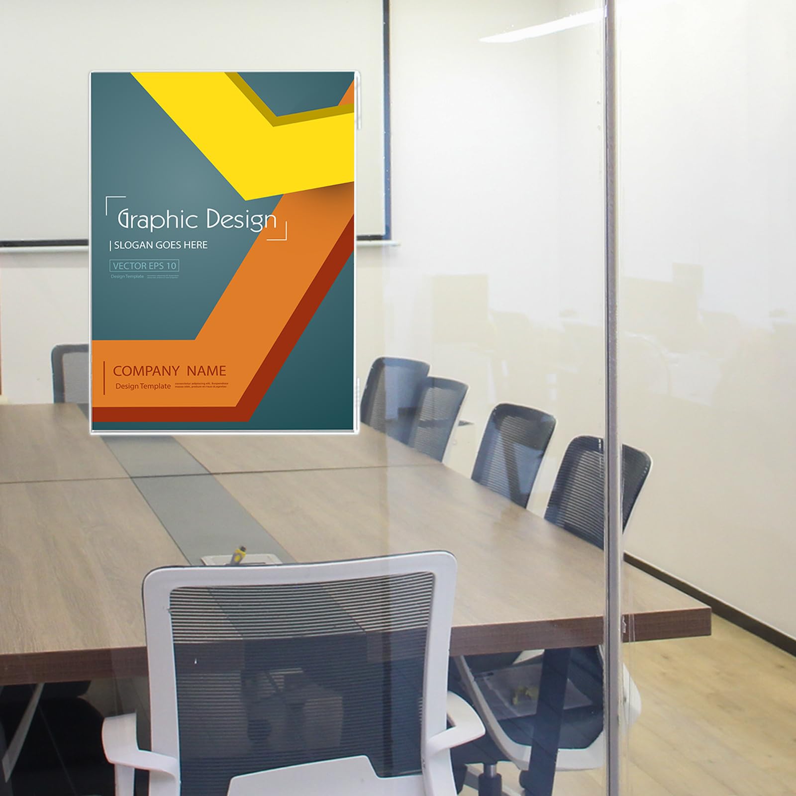 Soporte para carteles de acrílico transparente A4 con cinta adhesiva, soporte de exhibición de póster de pared, soportes adhesivos para póster de pared, soporte para carteles de pared（4 Piezas)