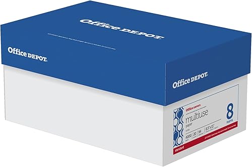 Miniatura 1 de Office Depot (R) Papel multiuso de marca, papel tamaño carta, brillo 94 (EE. UU.), 20 libras, blanco, 500 hojas por resma, caja de 8 resmas