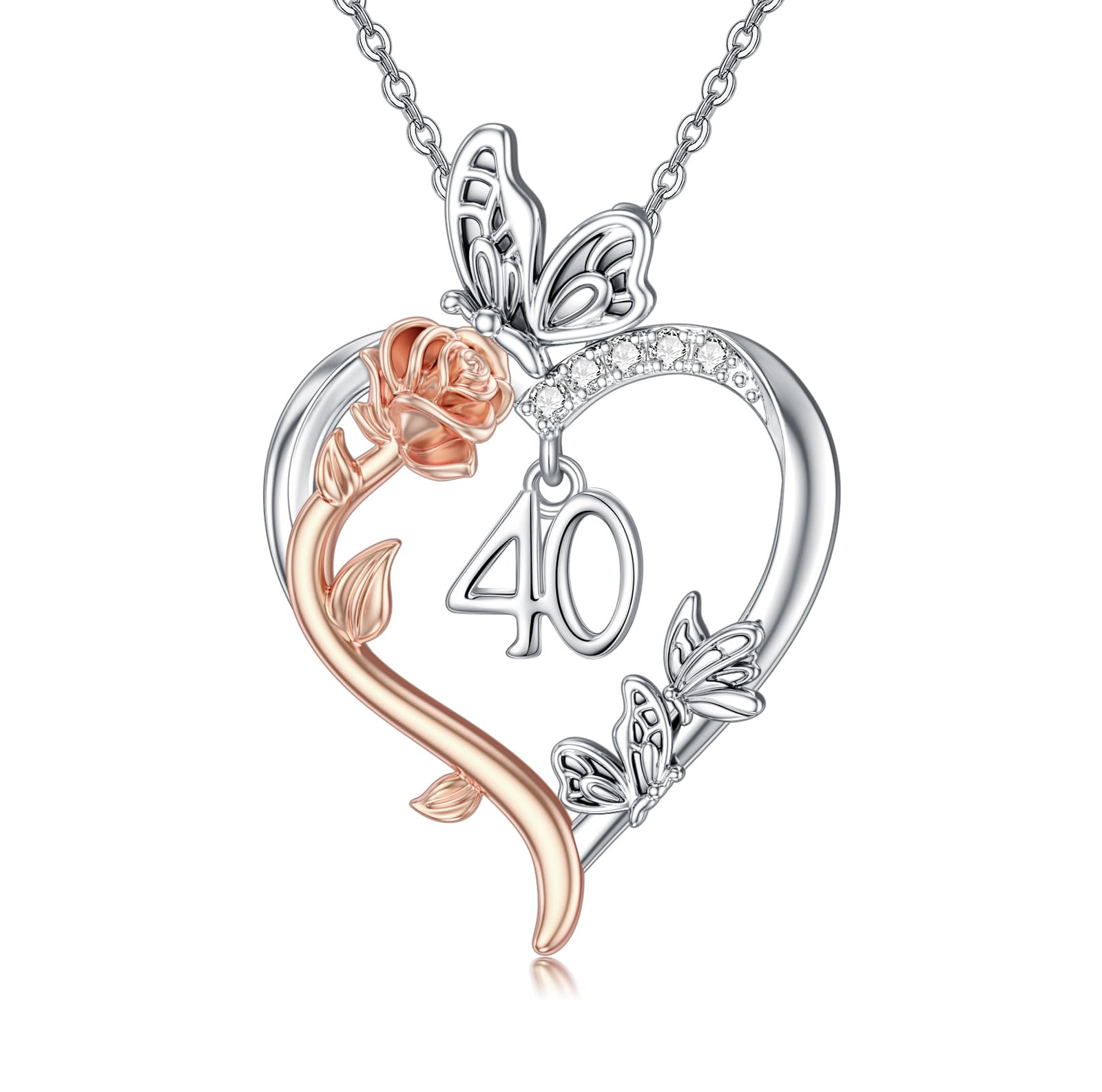 TOUPOP Rose Heart Butterfly Necklace