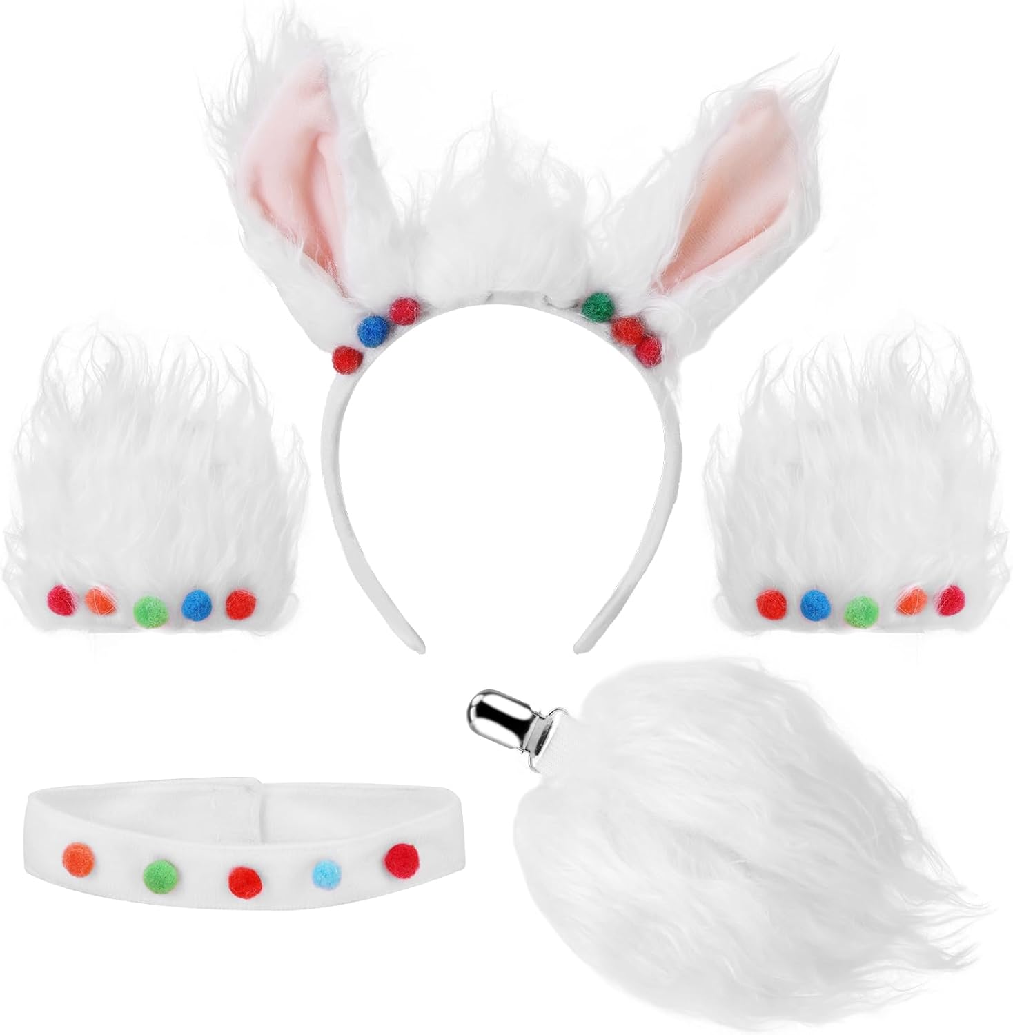 XEPST Animal Alpaca Costume Set - Llama Ears and Tail With Headband for Cosplay, World Book Day, Birthday Party, Halloween, Fancy Dress Accessories