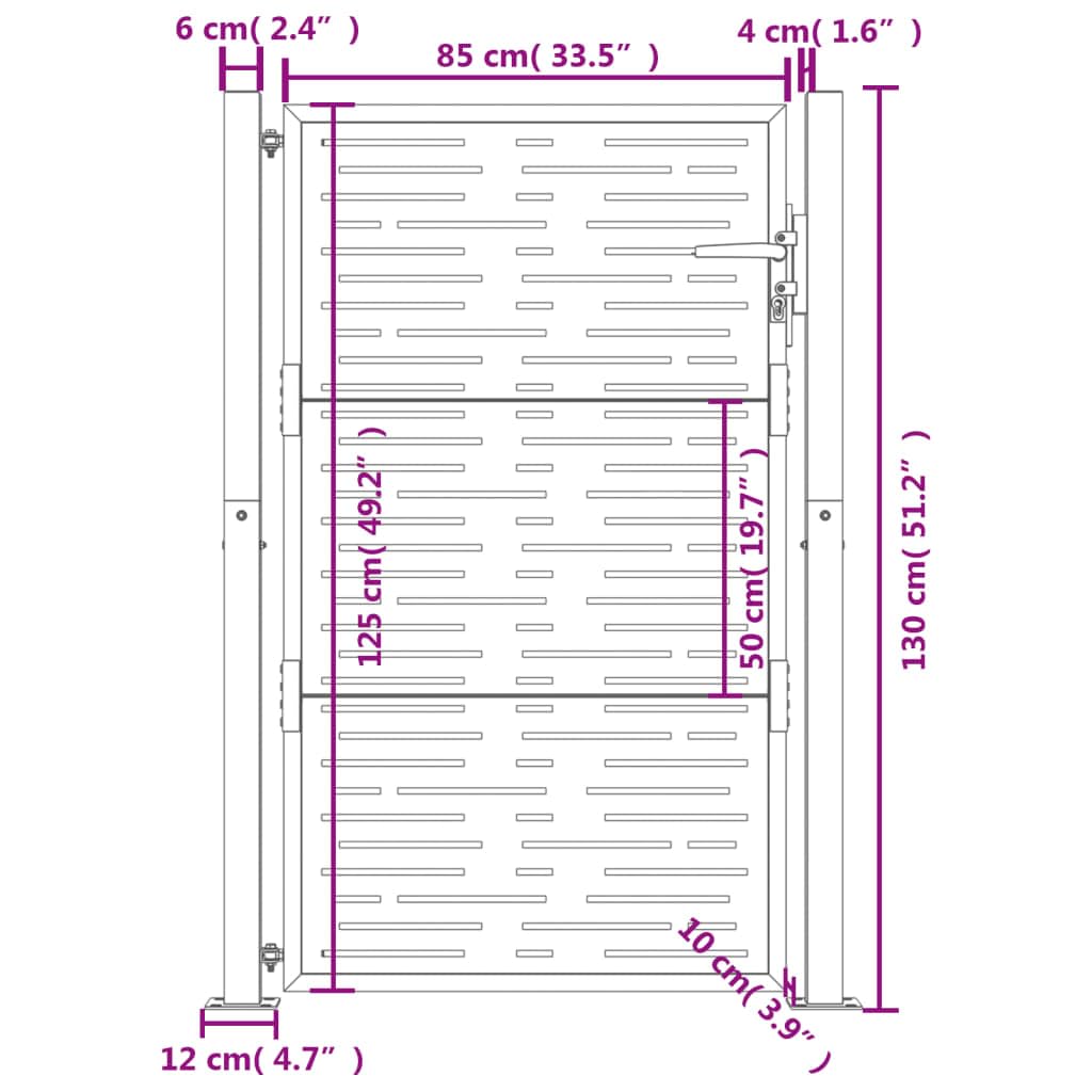 vidaXL Portail de Jardin, Portillon de Patio, Barrière de Sécurité, Porte d'Extérieure Terrasse, Anthracite 100x125 cm Acier Conception de Carré