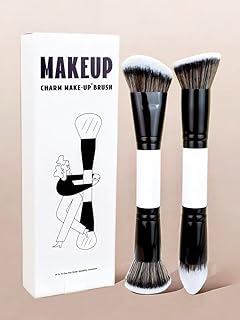 Juego de brochas de maquillaje en blanco y ne...