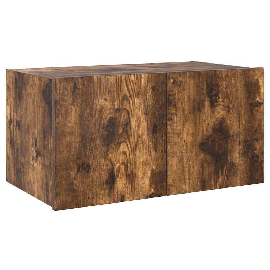 LED wandtv meubel smook eiken 60x35x31 cm hangende tv kast met RGB verlichting opbergkast voor woonkamer slaapkamer multimedia opslag