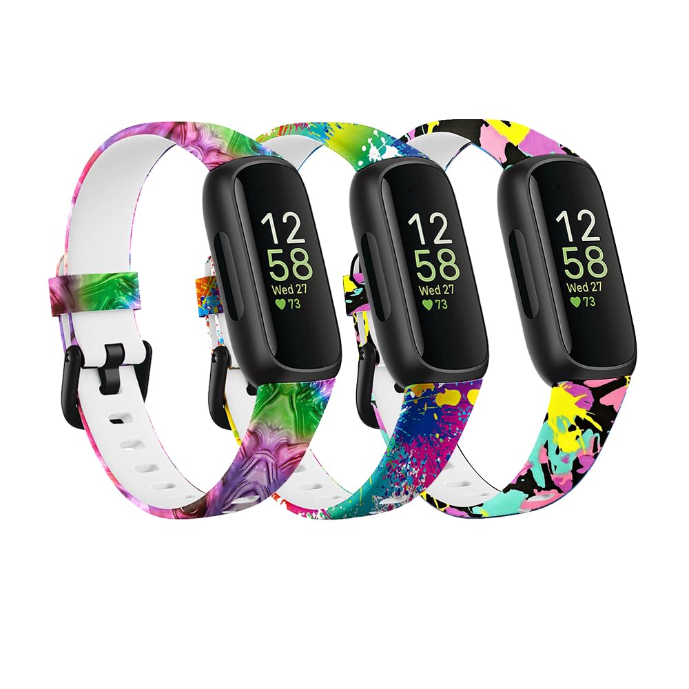 Tyeyober 3 Pack Compatible With Inspire 3 Smart Watch Bands For Women Men, Silicone Wristband Replacement Pattern Straps For Inspire 3 Fitness Tracker Inspire3 Bracelet — image 1