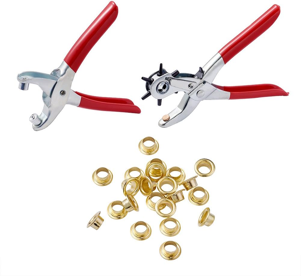 Pandahall Jewelry Hole Punch Pliers Jewelry Pliers Eyelet Pliers Craft Paper Leather Hole-punching Handed Tool Cutter Red Pin:1mm