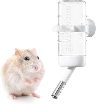 BUCATSTATE 100ml Hamster Water Bottle Small Pet Water Bottle | 3.4oz Leak-Proof Water Bottle with Stainless Steel Spout, Adjustable Bracket for Chinchilla Gerbil Mouse, fits Wire Cage