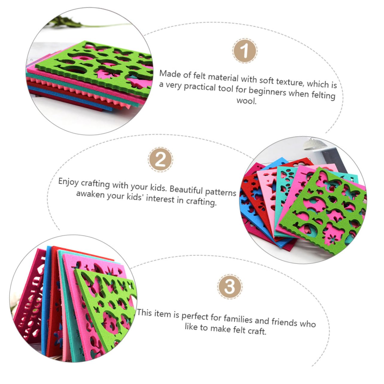 Anneome Molde De Fieltro De Lana 7 Piezas Para Manualidades Diy Plantilla De Fieltrado Aguja, Multicolor, Para Familias y Principiantes, Adecuado Para Proyectos Creativos Casa