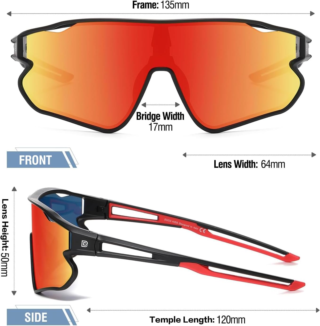 DUCO Kids Sunglasses Youth Baseball Sun Glasses Lightweight TR90 Frame UV400 Sports Cycling Shades for Boys Girls DK268 - Image 3