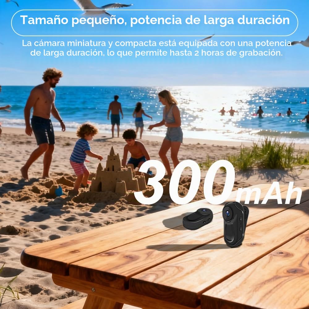 TKMARS Mini Cámara Deportiva 1080P HD, Cámara de Bolsillo Portátil con Lente Gran Angular de 120°, Micrófono Integrado, Grabadora de Video y Audio, Cámara de Vigilancia para Animales, Bicicleta, Viaje