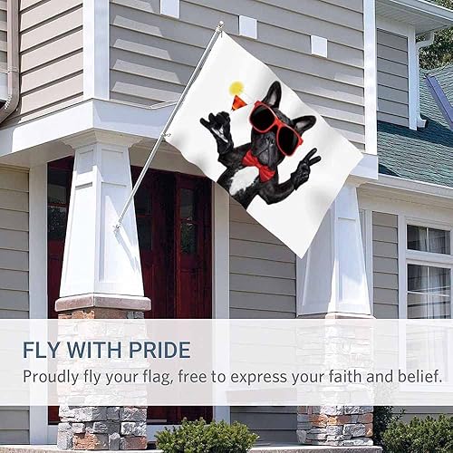 Miniatura 5 de Yekiua Bandera de bulldog francés de 3 x 5 pulgadas, para exteriores, con cristal de Martini para diversión y fiesta, banderas de doble cara para