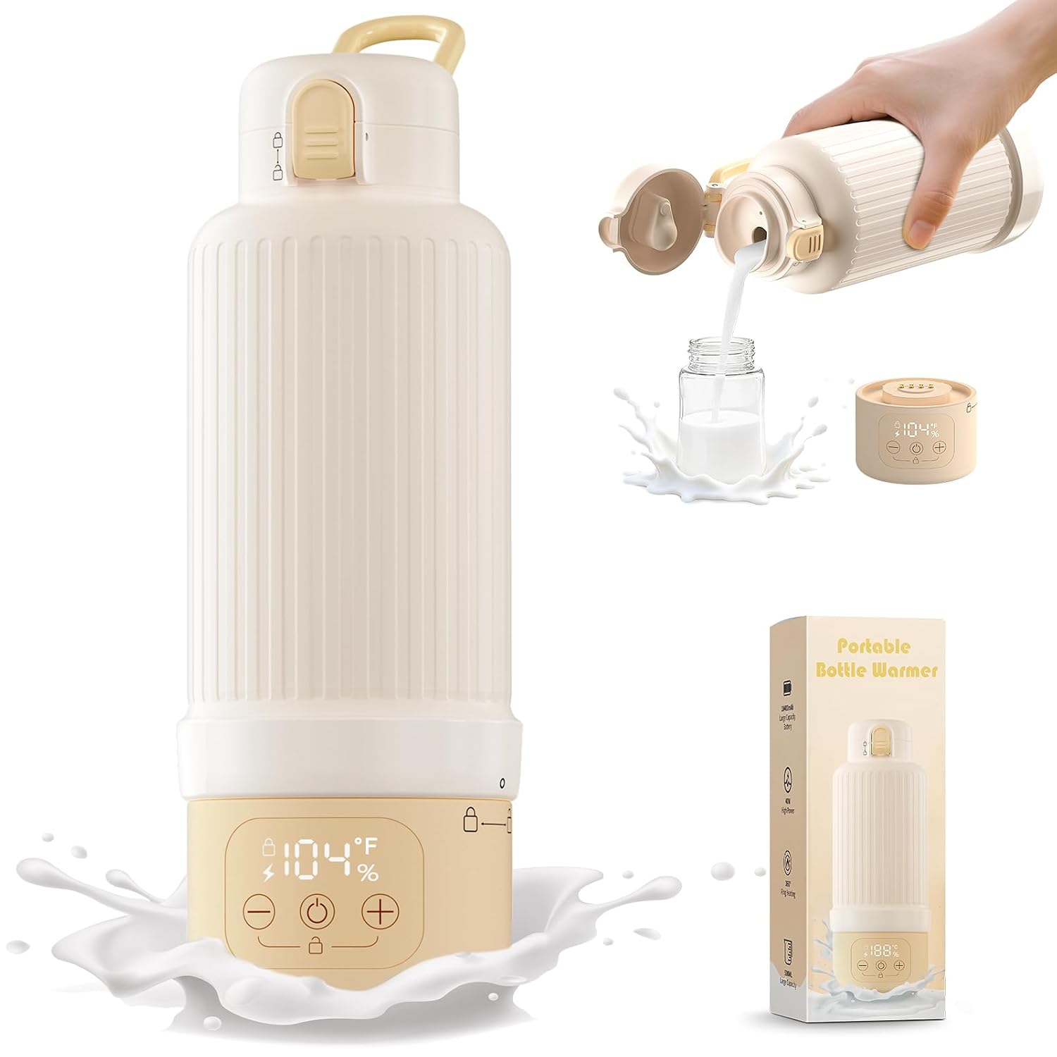 Portable Baby Bottle Warmer Bottle Warmer Baby On The Go Heats Water or Milk Quick Heating 500 ml Capacity Bottle Warmer for Home/Travel