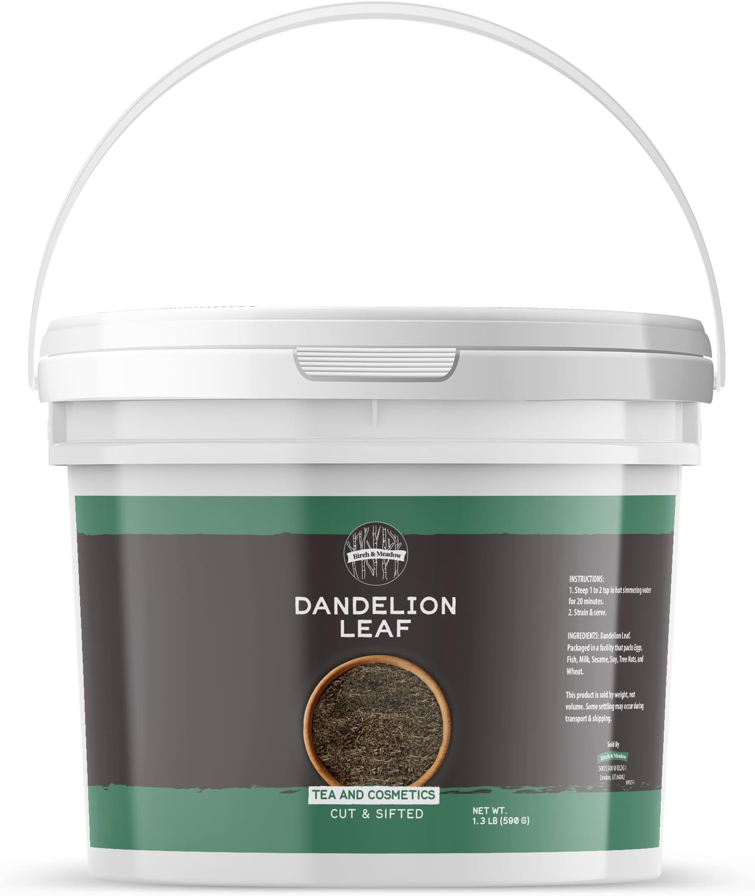 Birch & Meadow 1 Gallon of Dandelion Leaves, Cut & Sifted, Non-Caffeinated Tea