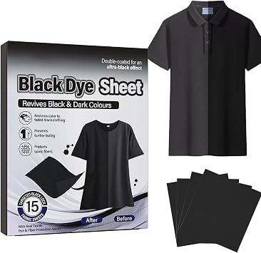 15 Pieces Black Clothes Dye, Black Fabric Dye, Clothing Color Restorer, Blacks Dyes Laundry Sheets, for Fabric Care Garment Restoration Washing Clothes Washer Home Maintenance