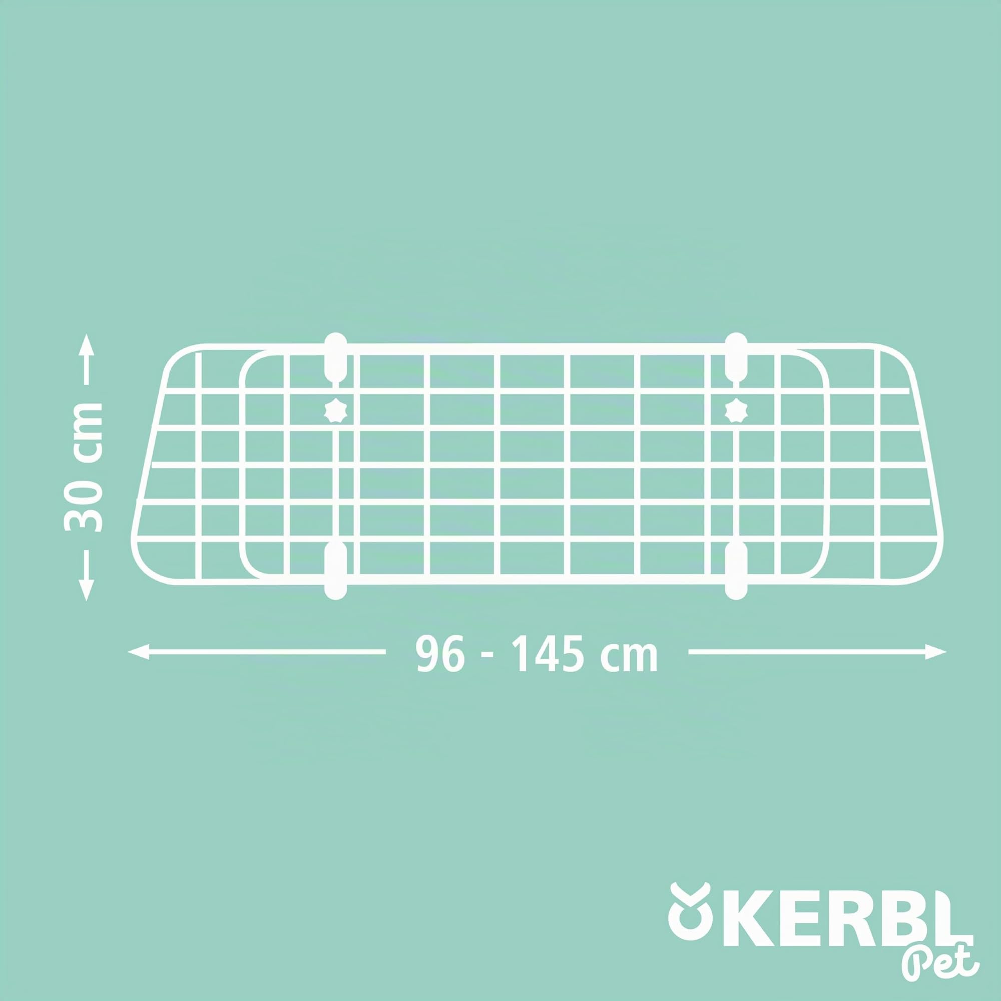 Kerbl Pet cancelletto di Sicurezza per Auto, Protezione per Il Trasporto, Divisorio, Nero, 30 cm, 96-145 cm, Metallo, Cani, Cancelletto di Protezione per Bagagliaio, Larghezza Regolabile