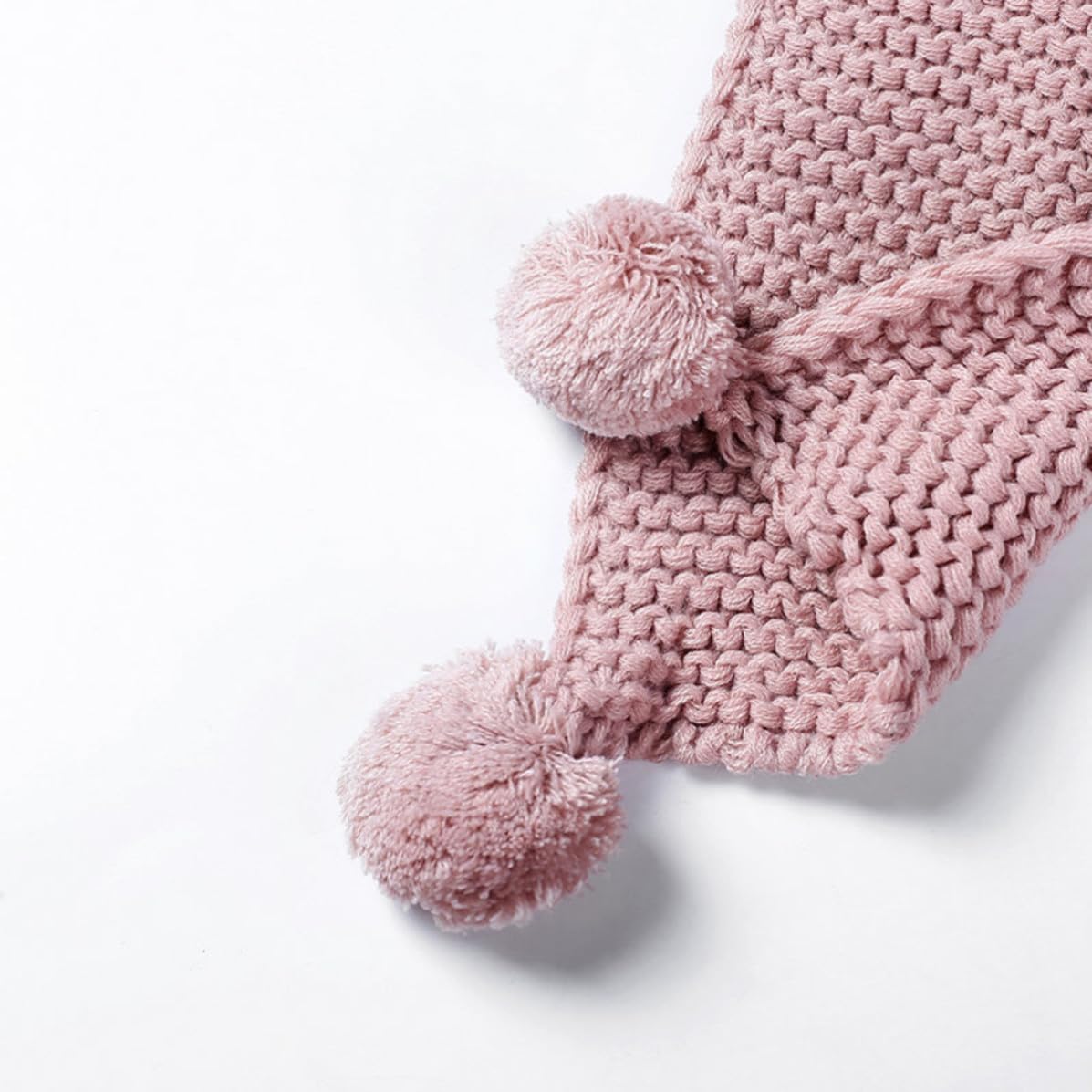 KALLORY Winter Scarf Warm Pink Fuzzy Ball, Cotton Knit