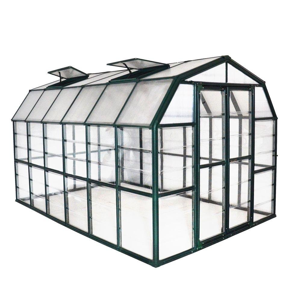 Palram - Canopia Rion Grand Gardener 2, 8 Ft. x 12 Ft. Greenhouse, Large Clear Twin Wall Polycarbonate Heavy Duty Green House DIY Kit for Garden, Plants, Walk-In for Outdoors with Window Vent (Green)