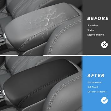 INTGET Center Console Cover for 2026 Honda HRV/HR-V Accessories 2023 2024 2025 Leather Car Armrest Arm Rest Box Lid Middle Console Seat Cover Protector (Black Stitches, 2023+)