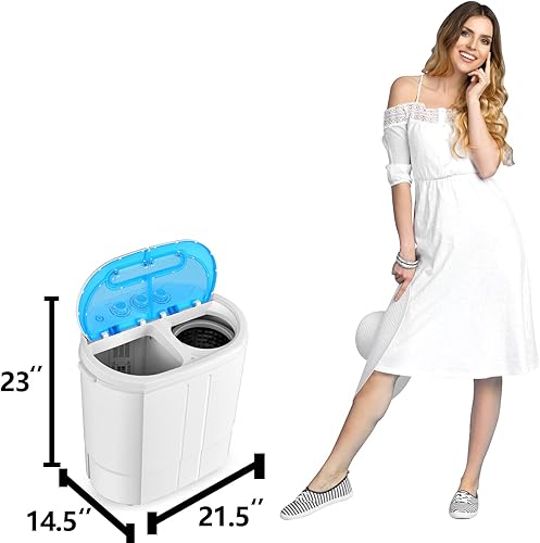 Miniatura 2 de Tiktun - Mini lavadora portátil compacta de tina doble XPB30-1288S, color blanco y azul cielo