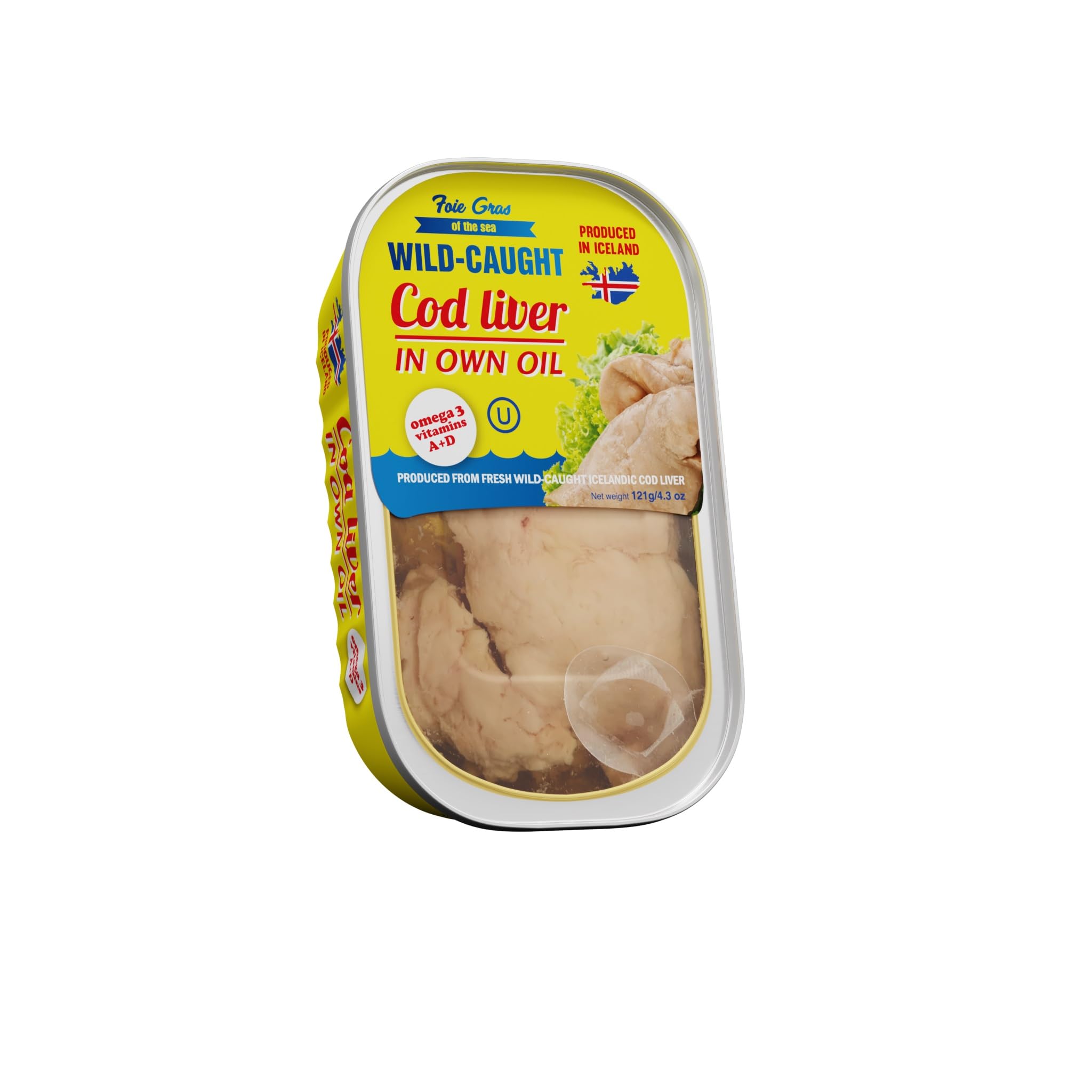 Foie Gras of the Sea Wild-Caught Icelandic Cod Liver in Own Oil, Kosher, 4.3 oz Can