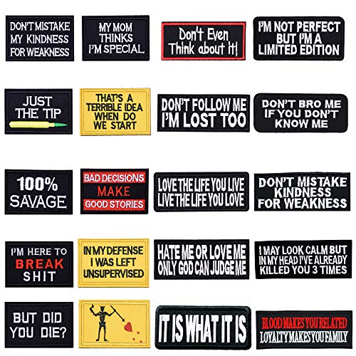 U-Sky Embroidered Iron on Patches Pack 20pcs Letter Iron-on Applique Patches for Clothing Jeans Jackets (Design-3)