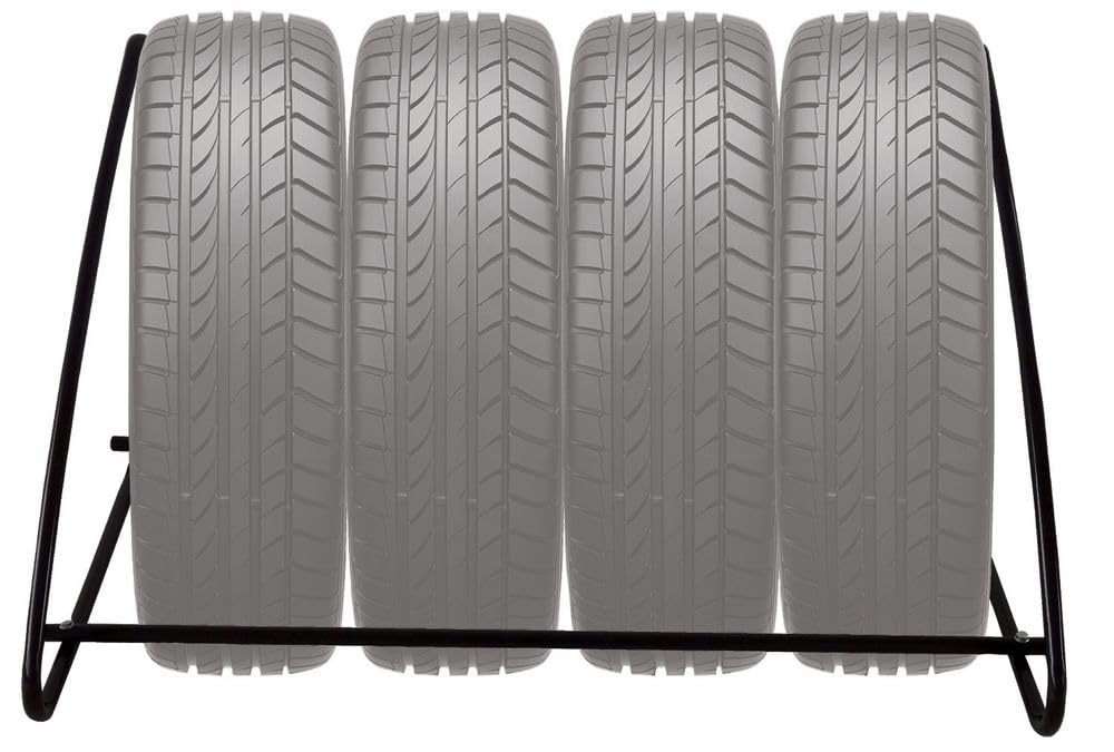 START Supporto in acciaio a parete per pneumatici portata max di 120KG, porta gomme per garage, misure 130x75x59 cm, ideale per il cambio gomme