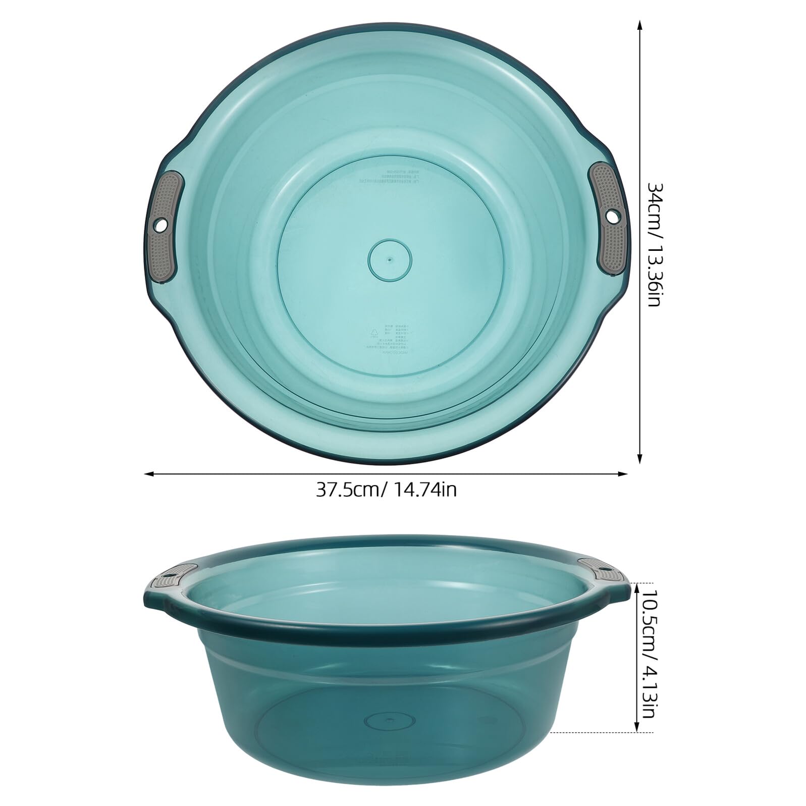 Bacinella con Manici Trasparente Rotonda in Plastica Blu | Capienza Ampia, Presa Sicura e Superficie Antiscivolo, per Lavaggio Mani e Pediluvio Domestico