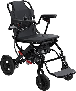 Silla de ruedas eléctrica plegable ultraligera de 18 kg, con motor dual de 500 W y autonomía de 19 km. Silla de ruedas eléctrica plegable todoterreno con sistema antivuelco.