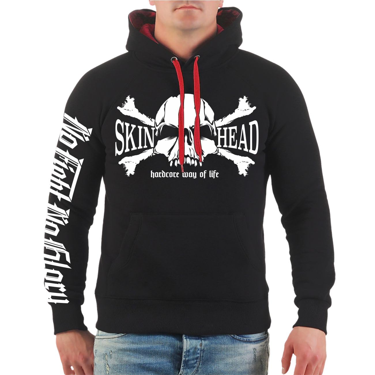 Herren Kapuzenpullover Hoodie Skinhead Hardcore Way of Life Größe S - 5XL