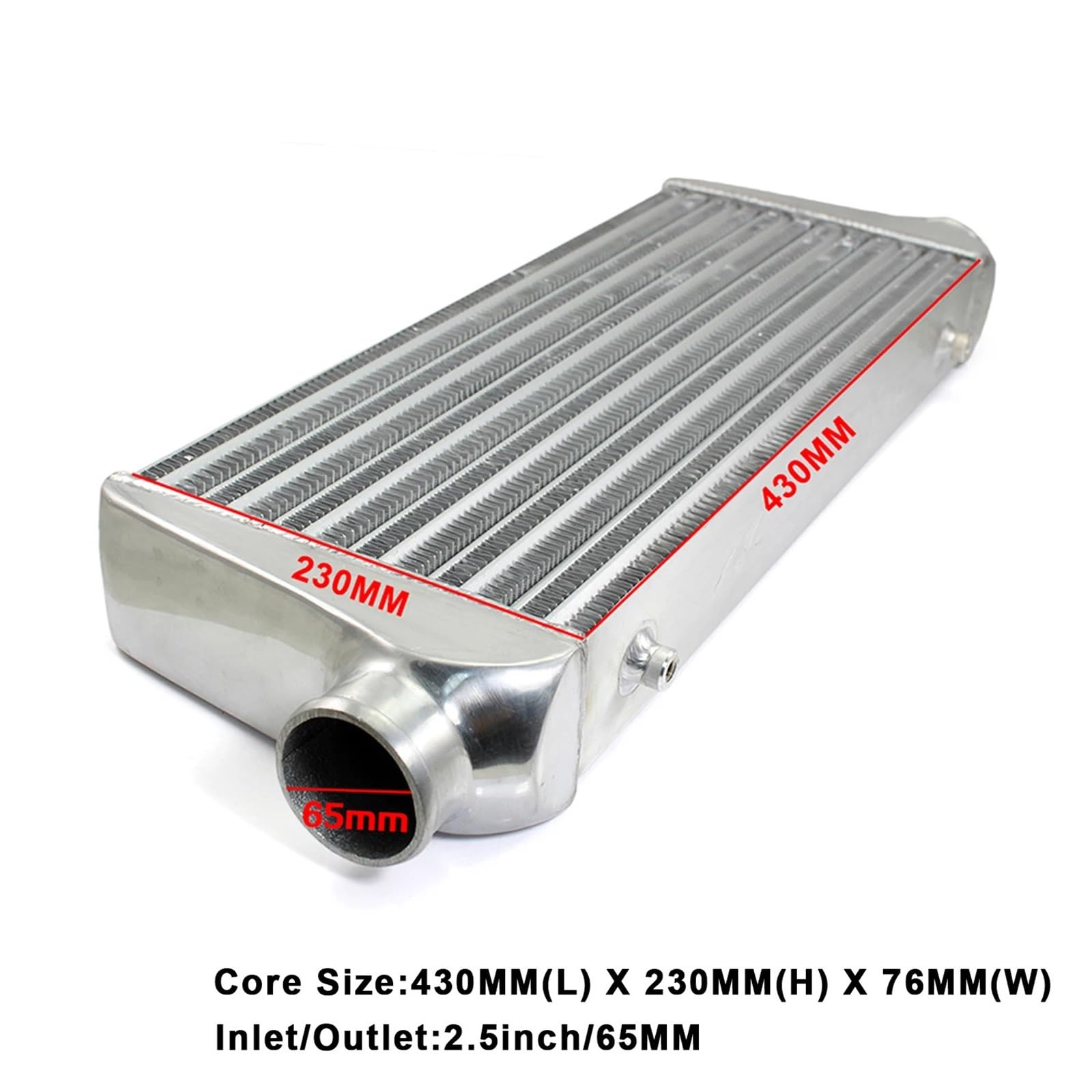 Chłodnica Układu Chłodzenia Oleju Samochodowego Uniwersalna 65mm ID Aluminiowa Turbosprężarka Dolot Zimnego Powietrza Intercooler 430x230x76mm
