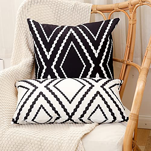 Kiuree Set Of 2 Black And White Boho Pillow Covers 18 X 18 Inches Aztec Geometry Polyester Blend Square Decorative Throw Pillow Covers For Sofa Couch Bed Decor(Black) #TOP6