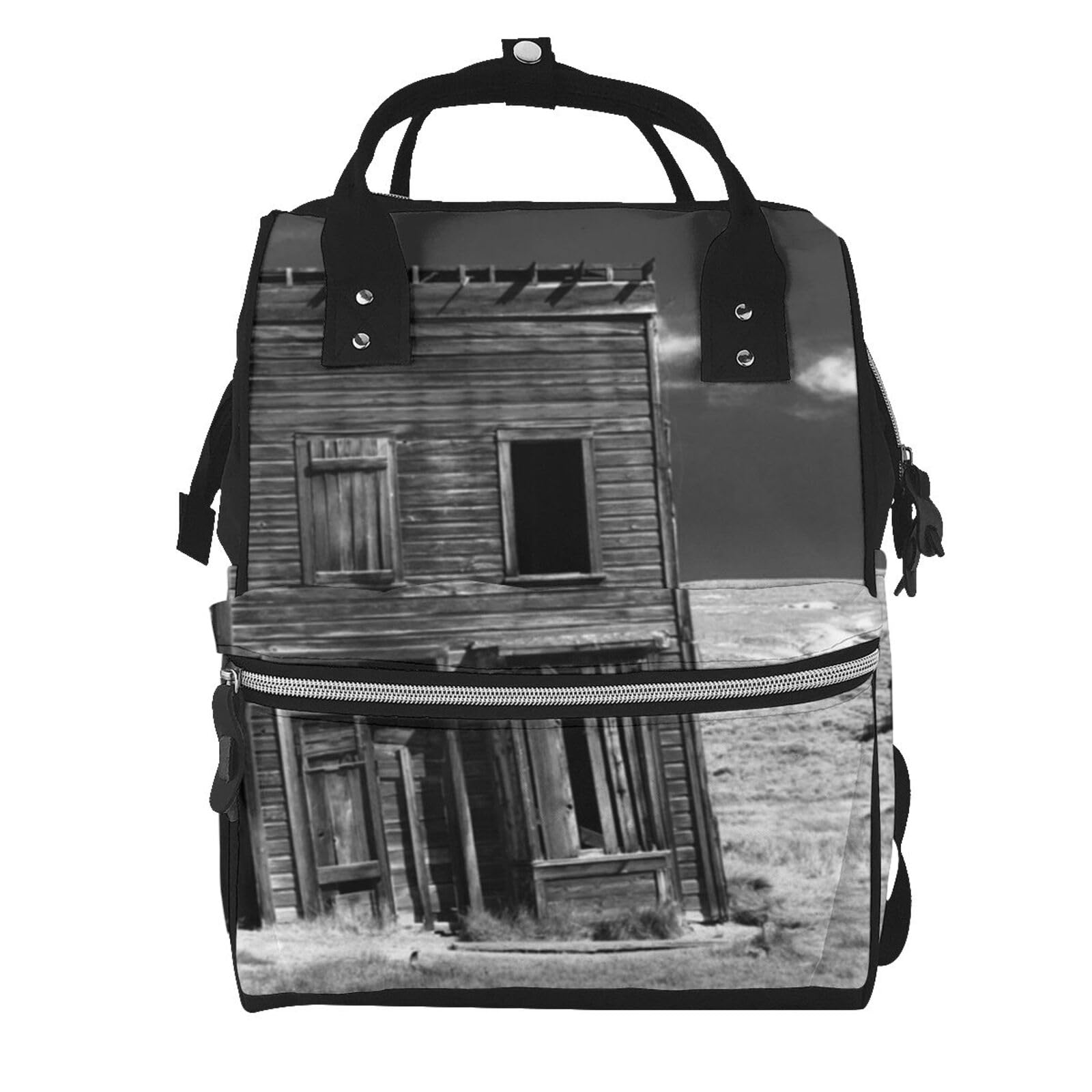 OUSIKA Old Building Up - Mochila multifunción para pañales de viaje, grande, para mamá, papá, color negro, talla única, Negro, talla única